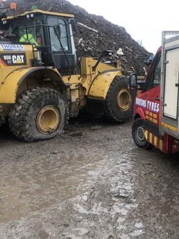 Earth mover tyre repair